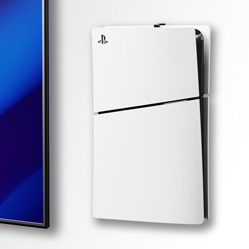 Supporto da parete PS5 per console PlayStation 5, elegante design nascosto per il montaggio vicino o dietro la TV, 2 controller e supporti per cuffie inclusi (PS5 Slim)