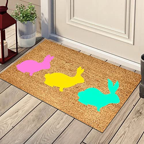Fußmatten Ostern, Ostern Fussmatte Mit Osterhase Deko Schmutzfangmattee Waschbar Fussmatte Für Innen & Außen, Schmutzfangmattee Hasen Frühling Küche Rutschfest Teppich Bodenmatte, (G-4, One Size)