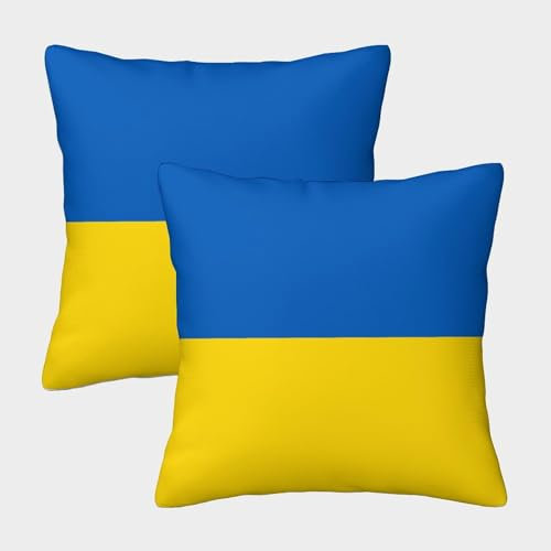 VDYNDYIW Flagge von Ukraine Personalisiertes Kissenbezug 2er Set - Dekorative Kopfkissenbezüge Für Sofa, Schlafzimmer, Auto - Geeignet Für Allergiker 40x40cm