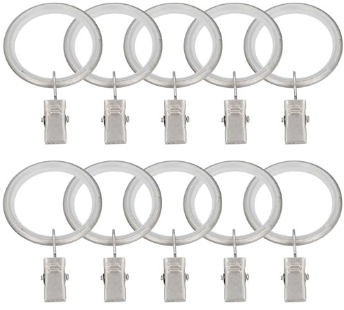 HDTL 10 Stück Gardinenringe mit Gleiteinlage und Clips Ø 25 19 16 mm Metall Satin Matt für Ø 25mm Stange