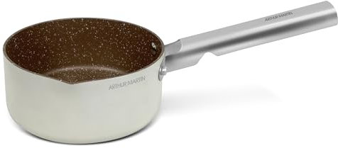 ARTHUR MARTIN, Casserole 20 cm Grand Chef, Aluminium forgé, revêtement anti adhérent, poignées et anses en acier rivet, Tous feux dont induction, Compatible Lave Vaisselle, Crème