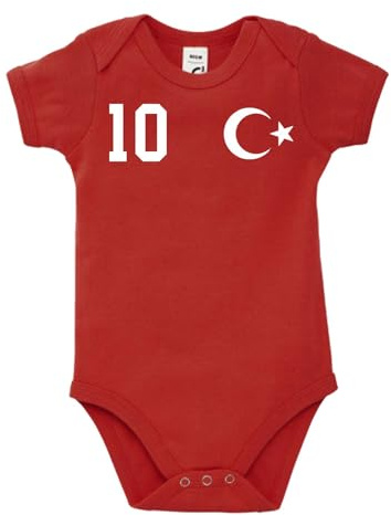 NIMAMA Kinder Baby Strampler Shirt Türkei Türkiye mit Wunschname + Nummer