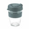 Reusable Glass Coffee Cup/Travel Mug with Lid - Heat Resistant Sleeve Surround Eco Friendly with Plugged Removable Lid (Grey)