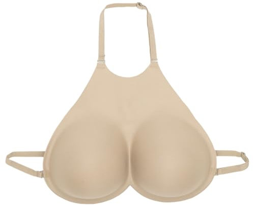 CHICTRY Silicone Breastplate D Cup Adjustable Halter Bra Fake Boobs Breasts Enhancers for Mastectomy Crossdresser Type A Light Nude One Size