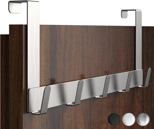 Menz Appendiabiti da Porta, Argento - Pratico Attaccapanni da Porta, Acciaio Inox Ganci Adatti per Camera da Letto, Cucina, Bagno, Utile Appendino