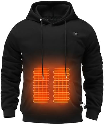 Generisch Beheizbarer Hoodie Herren Damen Heated Heizpullover 5 Heizzonen Hoodiebeheizbarer Wärme Heiz Pullover Kapuzenpullover Beheizter Hoody Plüsch Heizpulli mit Heizung Unisex