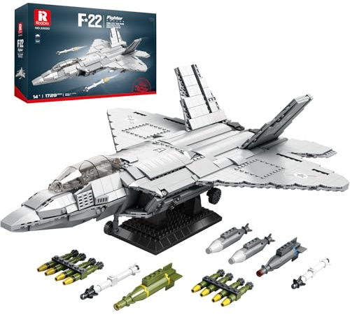 Reobrix F-22 Raptor Fighter Jet Building Sets for Adults, 33020 Military F22 Raptor Model Building Blocks Set, Technical Military Combat Plane Model, Construction Toy Gifts for Aviation Fans(1729 PCS)