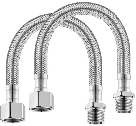 2 Piezas Manguera Flexible, Extensión de Conexión de Acero Inoxidable, Manguera de Ducha con Trenzado de Acero Inoxidable para Grifo (3 puntos de rosca exterior 4 puntos de rosca interior)