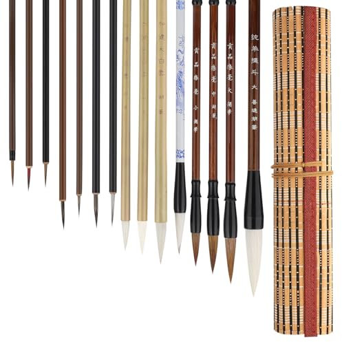 Linkstyle Lot de 15 Pinceaux Calligraphie Chinoise, Tailles Mixtes Pinceau Japonais Sumi éCriture Pinceaux Dessin pour DéButants