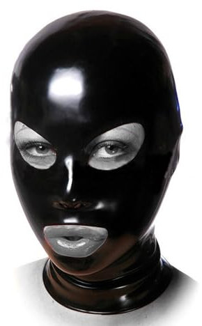 WXLPCGO Latex haube Black Unisex Gummi kopfmaske Latex Kopf Cover Back Reißverschluss Natural Latex Handgefertigt Für Cosplay Club Kee(Size:XS-60CM)