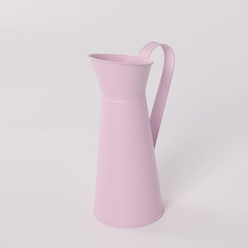 Iron Flower Vase Jug, Vintage Shabby Chic Design, Wedding Home Decor (Pink)