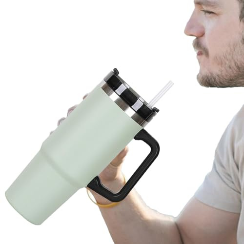 Tumbler aus Edelstahl mit Strohhalm: Wasserflasche mit Strohhalm