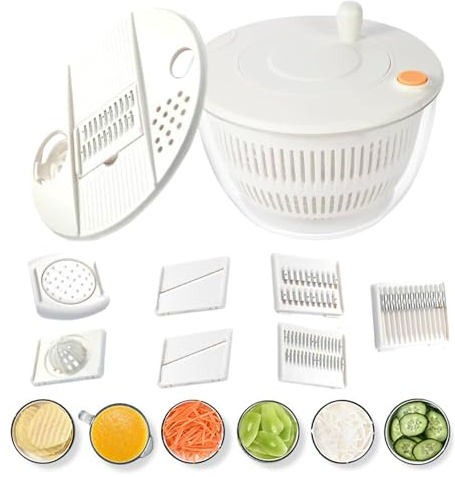 Insalatiera Centrifuga Con Taglierina - Ciotola Per Lavare Verdure E Frutta Con Colino - Colino Multifunzionale Asciugacapelli Grattugia Ciotola per Lavare | Preparazione Di Patate Cetriolo E Pulizia