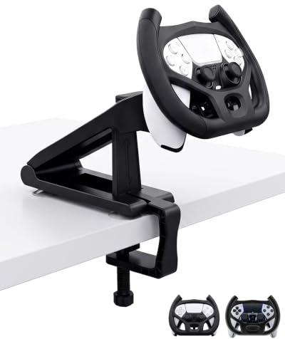 PS5 Gaming Racing Wheel for PS5/PS5 Elite Controllers, Meagadream Steering Wheel Stand with 4 Table Suction Cup for Sony PlayStation 5 Dualsense Controller Accessories (Controller Not Included)