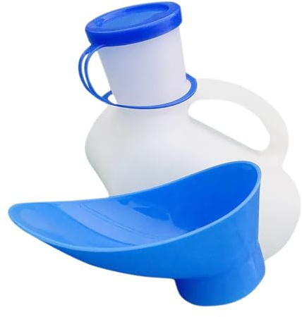 COLLBATH Urinal mit Waage 1000ml aus Pe mit Deckel Ergonomisches Auslaufsicheres Design Kammerflaschenförmig und Körpergerecht Geeignet für Männer Nachttopf für Ältere Menschen