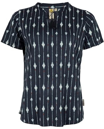 ROADSIGN australia Damen Bluse mit Ethno-Allover-Print, fließende Viskose, lässiger Boho-Style