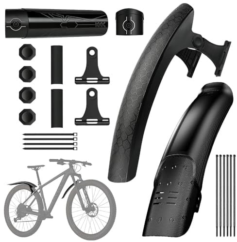 Afenau Fahrrad Schutzblech Set, 2 Stück Schutzblech Mountainbike mit Zubehör, Abnehmbares MTB Schutzblech, Reifenbreiten von 50–70 mm für 24-29 Zoll Mountainbikes, Rennräder
