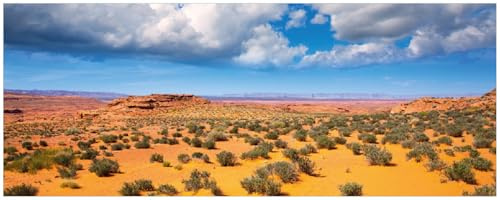 Wallario Memoboard aus Glas mit Motiv, Magnet-Tafel in 32 x 80 cm in Premium Qualität Wüste in Arizona - Blauer Himmel mit Wolken I