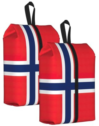 Norwegian Flag Print Waterproof Shoe Bag Travel Bag with Carry Strap Storage Bag Versatile Cosmetic Bag-2pcs