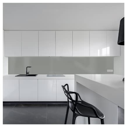KeraBad Küchenrückwand aus Aluverbund, Spritzschutz Küche, 3mm dick, Silber Metallic, 50x100cm