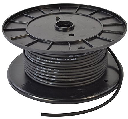 DMX Cable 50m Roll, 3 Core Black For Light Fittings & Controllers