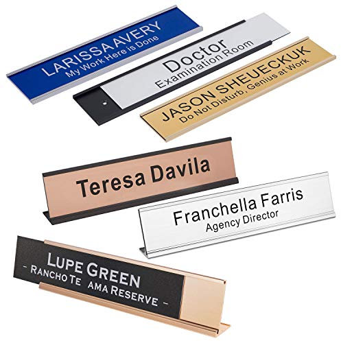 Personalized Office Engraved Name Plate with Wall or Desk Holder 2x10 250 x 50 mm
