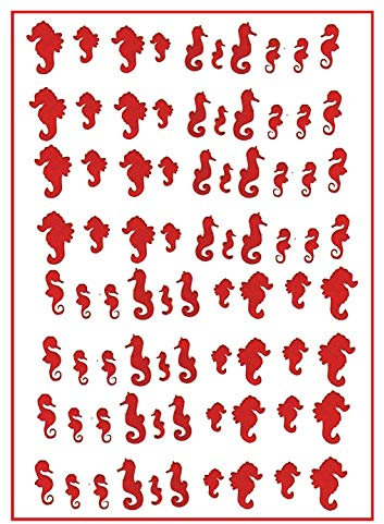 Seahorse Collection (Seahorse Nail Stickers PEEL AND sTICK Red)