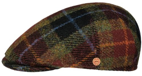 Mayser Sidney Harris Tweed Flatcap Schirmmütze Schiebermütze Wollcap Herrencap Herren - Made in The EU mit Schirm, Futter Winter Herbst-Winter - 61 cm Bordeaux