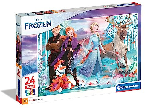 Clementoni 28513 Maxi Frozen 2 – Puzzle 24 Teile ab 3 Jahren, farbenfrohes Kinderpuzzle mit extra großen Puzzleteilen, Geschicklichkeitsspiel für Kinder