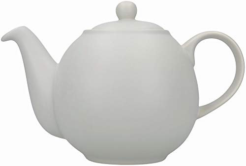 KitchenCraft London Pottery Globe Teekanne mit Teesieb, Teeservice für losen Tee oder Teebeutel, Krug zum Servieren von Tee, Kanne mit Deckel, für 2 Tassen, Grau, Keramik, 900 ml