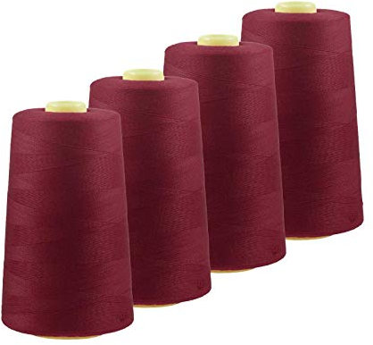 4 x 4572m Qualitäts Overlock-Garn Overlock-Nähgarn Oeko-Tex Farben 541 bis 580, Farbe:A577 dunkelrot