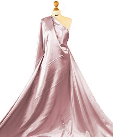 Qualité supérieure | Tissu en satin de polyester | Tissu de mariée brillant | Matériel de couture et d'artisanat | Tissus (rose pâle, 1 m)