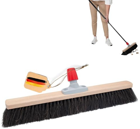 Novaliv Escoba de pelo natural de 40 cm, escoba sin mango, pelo de crin, color negro, suave y fino, escoba grande