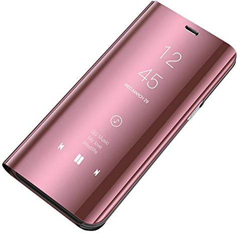 Rokmym Kompatibel für Samsung Galaxy A71 Hülle, Mirror Make-Up Schutzhülle Klare Sicht Flip Cover Slim Stand Full Body Anti-Shock-PC Galaxy A71 Clear Schutzhülle