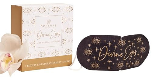 Sensory Retreats Divine Eyes Self Heating Eye Mask - Pack of 7 Single-Use Masks, Lavender Heated Eye Mask, Soothing Disposable Sleep Masks with Heat - Ideal Warming Eye-mask for Travel