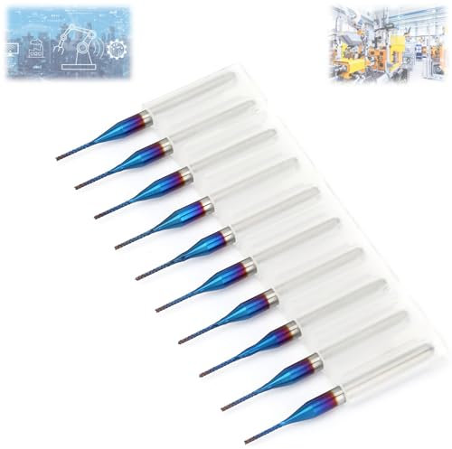 10pcs Juegos de brocas de molino de extremo Brocas rotativas CNC Brocas de fresado de PCB fresa pcb Carburo de tungsteno, Brocas de enrutador en espiral CNC Fresas de corte