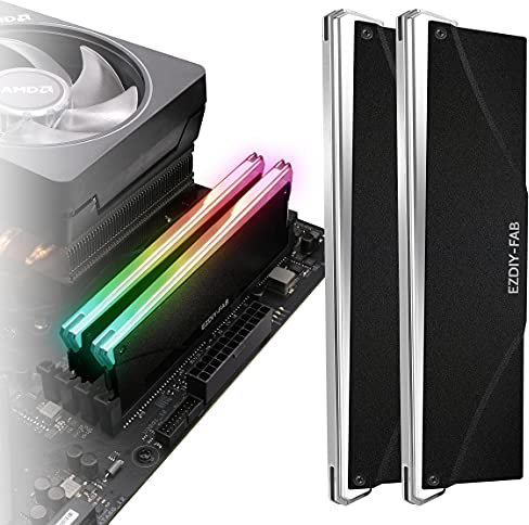 EZDIY-FAB 5V ARGB Memory RAM Cooler Dissipatore di Calore DDR, Barra di Illuminazione ARGB placcata -2 Pack-PI061