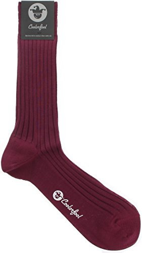 Coolorfool Calzini filo di Scozia di lusso da uomo e da donna - 100% cotone pregiato bordeaux T46 / 48