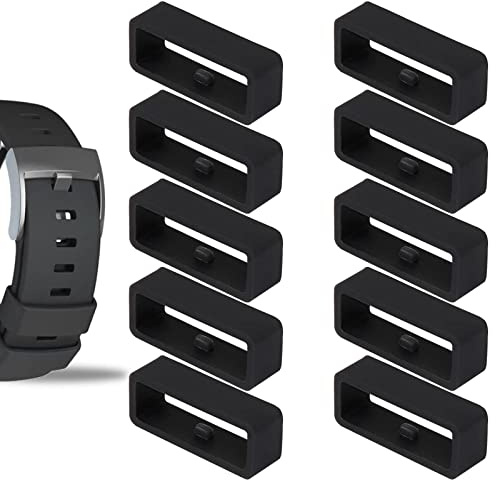Garmin Uhrenarmband Schlaufe aus Silikon - Ersatz Band Loops, Halter Keeper, Verschlussring aus Gummi in Schwarz
