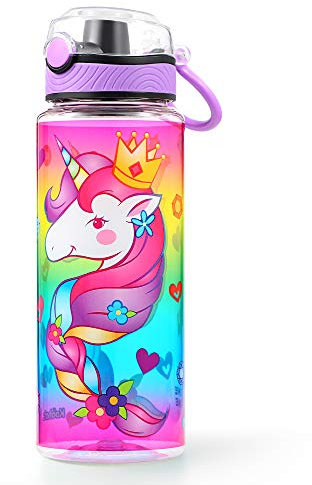 Home Tune Cute Water Bottle, BPA FREE Tritan, Leak Proof, Easy Clean, Carry Handle, 680ml - Unicorn