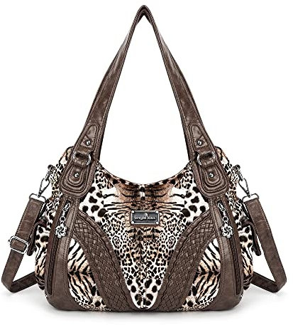 AngelKiss Handtasche Damen Schultertasche Multifunktionale Umhängetaschen Wasserdicht PU Veganes Leder mit Reißver Schlusstaschen