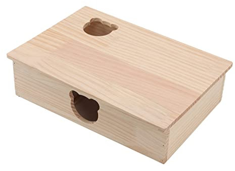 Hamster Haus, hölzernes abnehmbares Dach Multi Kammer Kleines Tier Zimmer 6 Schlafzimmer Haustier Versteck Haus für Hamster Mäuse Rennmäuse Mäuse