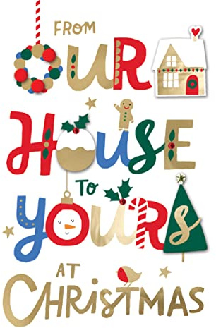 Our House To Yours At Christmas Hand-Finished Christmas Card Family Xmas Cards SMF025