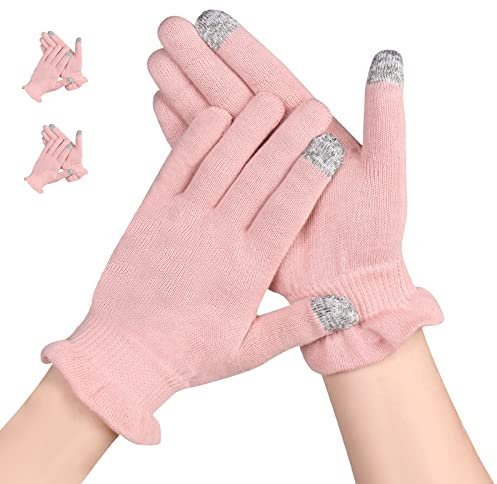 AovYoo 2 Pairs Cotton Gloves for Eczema, Moisturising Gloves Dry Hands Touchscreen, SPA, Hand Care, Eczema Gloves for Women Men (S)