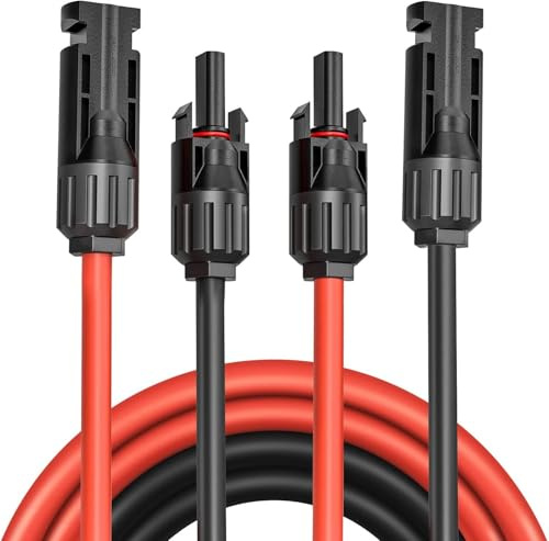 Slocable Solarkabel 6mm2 15m, H1Z2Z2-K Solar Verlängerungkabel mit IP68 Wasserdicht Solarstecker, für Solaranlage Photovoltaik System