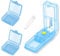 IZyufan Pill Cutter with 2 Small Pill Box, Portable Pill Splitter with Blade and Storage Compartment, Pills Cut in Half Quarter for Tablet Vitamin Medicine and Pills Tablets (Blue)