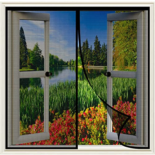 Fliegengitter Fenster 50 x 50 cm Pollenschutzgitter Fenster, Magnet Fliegengitter Tür Insektenschutz Haustier- und kinderfreundlich für Wohnzimmer Fenster, Schwarz