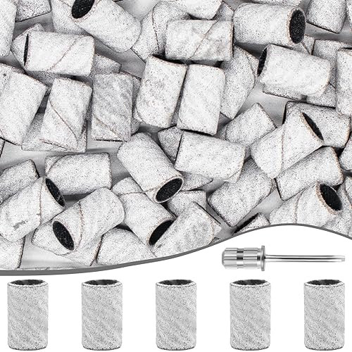METEOROCK 240 Grit Sanding Bands Nail Drill 100Pcs, Extra Fine Sanding Bands Nail Natural Nails Polishing & Shaping, Zebra Nail Sanding Bands, Nail Sanding Bands Set Manicures Pedicures, Purple