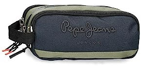 Pepe Jeans Cromwell Federmäppchen, dreifach, Schwarz, 22 x 10 x 9 cm, Polyester, Schwarz, Talla única, Dreifach-Etui