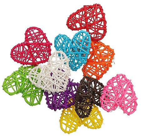 Garneck 10st Herz-anhänger Rattan-Zweig Rattankugeln Dekorativ Hochzeitskorb Dekorativer Vasenfüller Rattan-Herz Hängende Dekore Rattan Kugeln Ornamente Weidenherz Natürlich Weihnachtsbaum